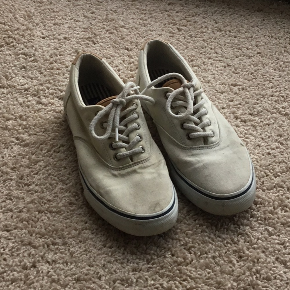 Cream/White Men’s Sperry’s - 10.5, Good Condition
